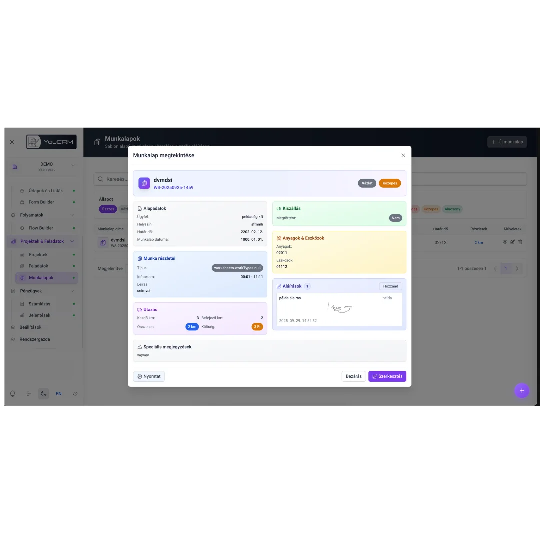 YouCRM Worksheet Management System
