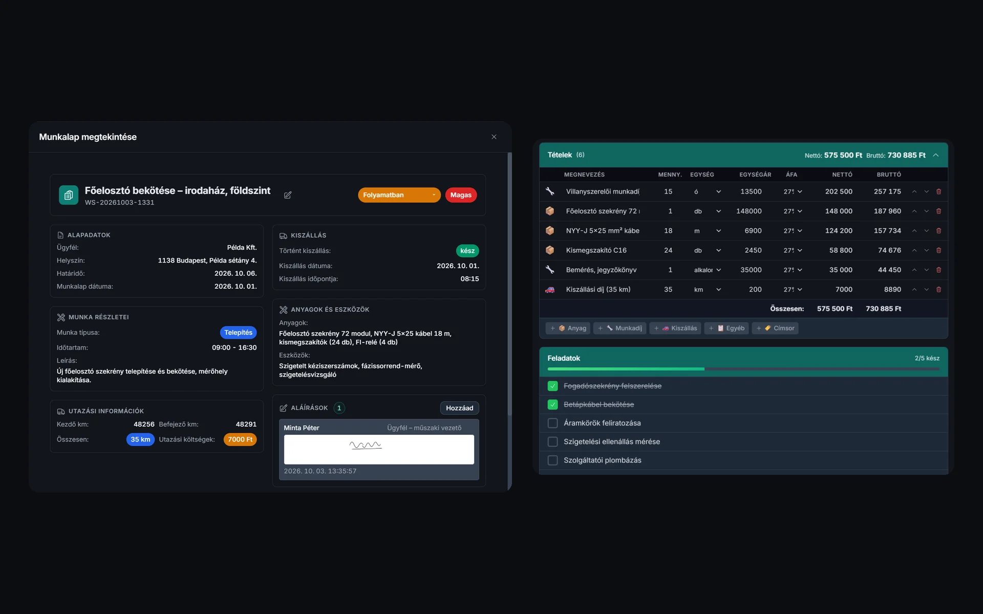YouCRM – Munkalapok